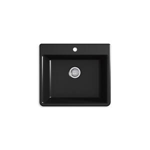 Kennon Drop-in/Undermount Neoroc Granite Composite 25 in. 1-Hole Single Bowl Kitchen Sink in Matte Black