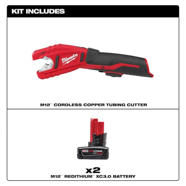 M12 12V Lithium-Ion Cordless Copper Tubing Cutter with 3.0 Ah Battery Pack (2-Pack)