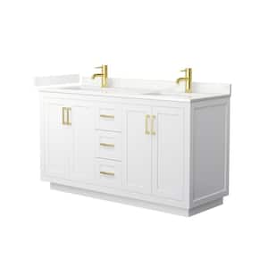 Miranda 60 in. W x 22 in. D x 33.75 in. H Double Bath Vanity in White with Giotto Quartz Top