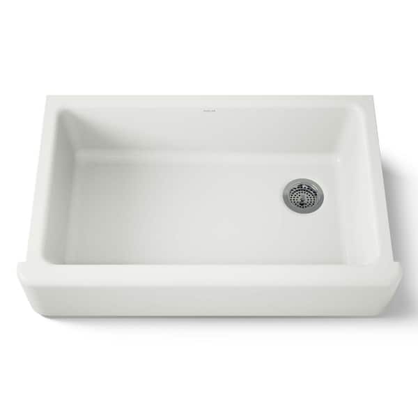 KOHLER Whitehaven Farmhouse/Apron-Front Cast Iron 36 in. Single Basin Kitchen Sink in Dune