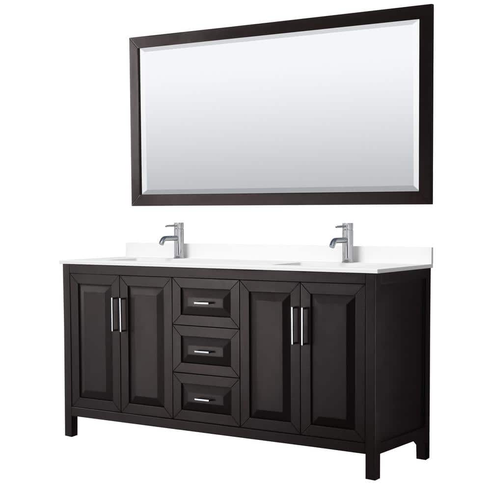 Daria 72in.Wx22 in.D Double Vanity in Dark Espresso with Cultured Marble Vanity Top in White with Basins and Mirror price history on PriceWatchPro