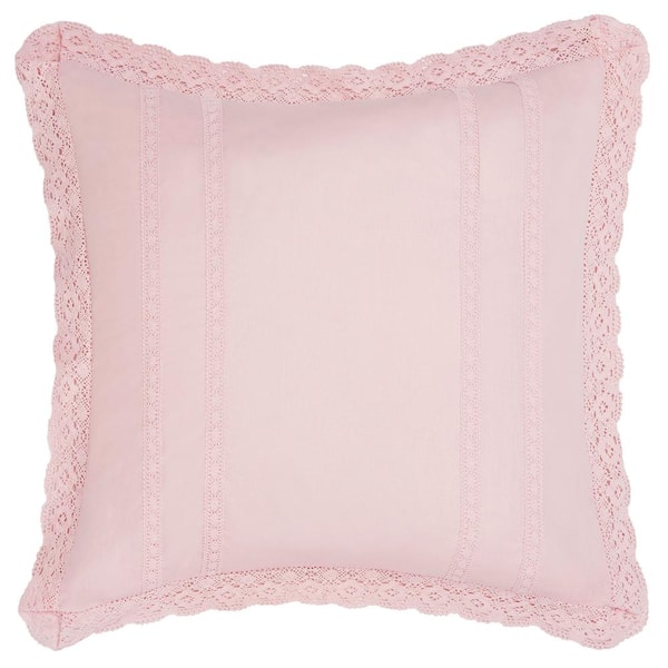 Laura Ashley Annabella Pink Solid Cotton Euro Sham (Set of 2)