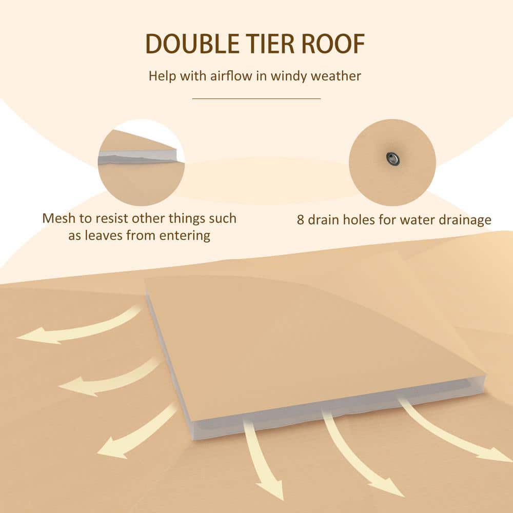 Beige 10' x 12' 2-Tier Gazebo Canopy Replacement with Drainage Holes