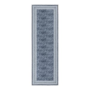 Ottomanson Non Shedding Washable Wrinkle-free Flatweave Border 2x3 Area Rug/Entryway  Mat, 2 ft.x3 ft.,Light Gray/Multicolor LSB7402-2X3 - The Home Depot