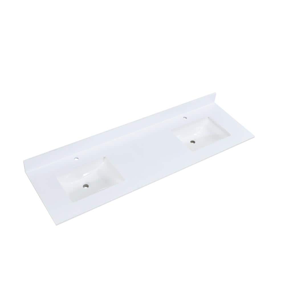 Snow White 73" Double Bathroom Vanity Top with Sinks