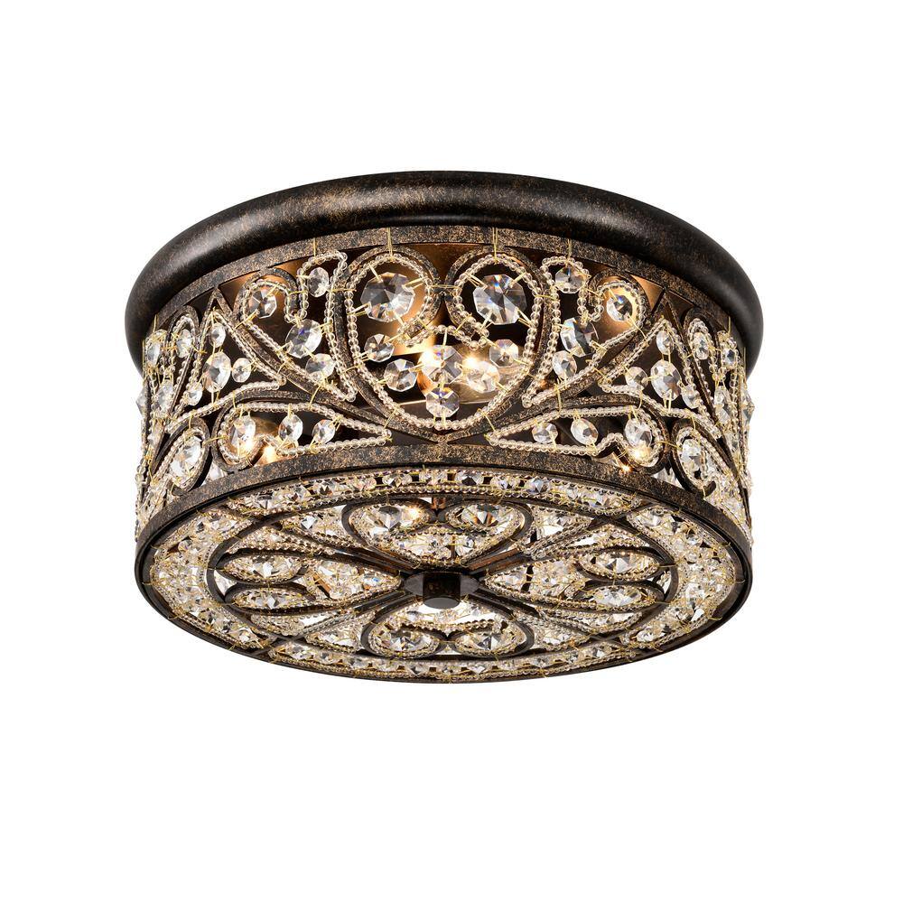 Bonfine 13.8 in. 4-Light Indoor Antique Bronze Finish Flush Mount Ceiling Light price history on PriceWatchPro