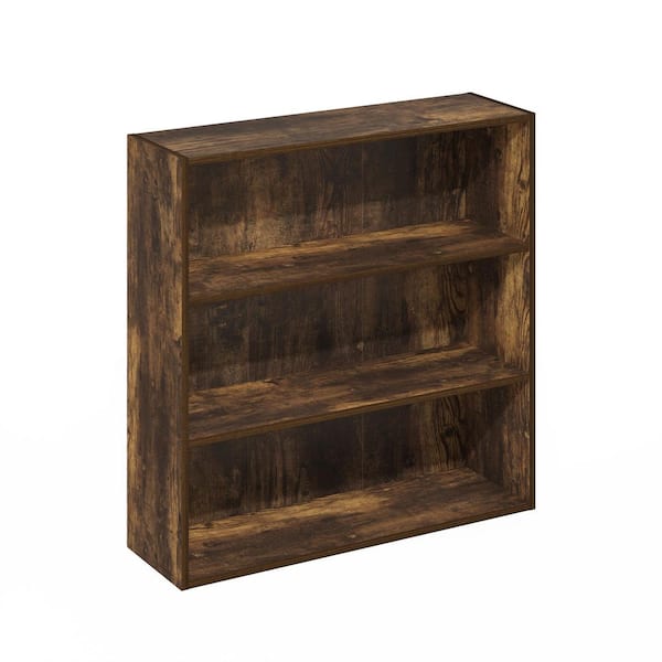 Pasir 31.5 in. Tall Amber Pine Wood 3-Shelf Wide Bookcase