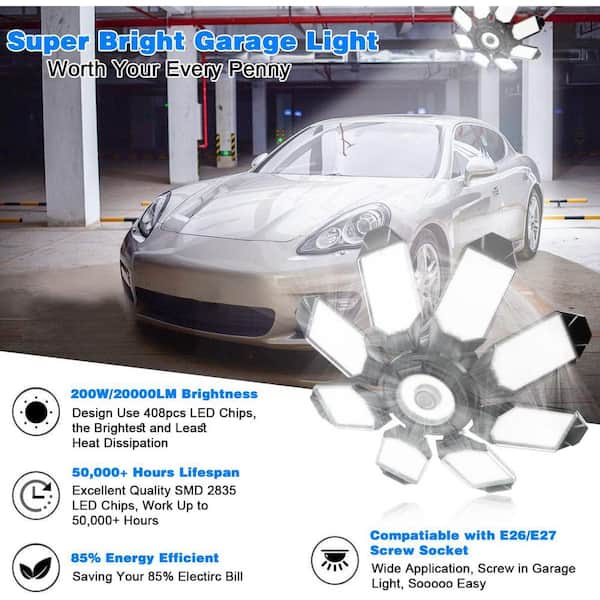 Lukyamzn 20000-Lumens LED Garage Ceiling Light 200 W Ultra Bright