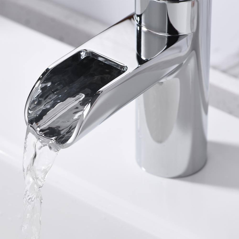Polished Chrome Single Handle Waterfall Bathroom Faucet