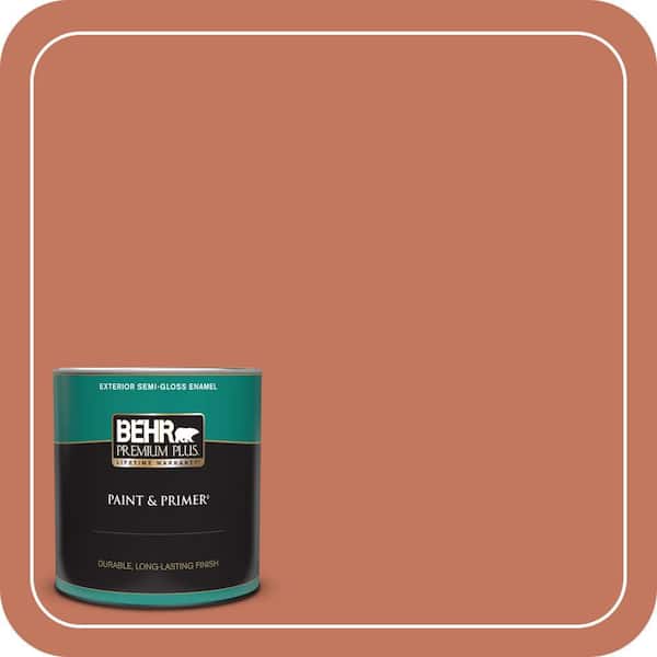 BEHR PREMIUM PLUS 1 qt. #PMD-11 Warm Terra Cotta Semi-Gloss Enamel Exterior Paint & Primer