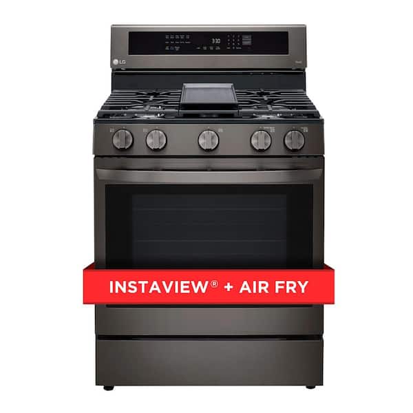 LG 5.8 cu. ft. Smart True Convection InstaView Gas Range Single Oven with Air Fry in PrintProof Black Stainless Steel