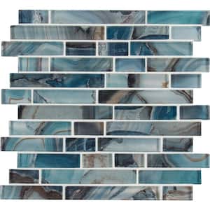 Night Sky 12 in. x 14 in. Mesh-Mounted Glossy Mosaic Glass Wall Tile (9.7 sq. ft./case)