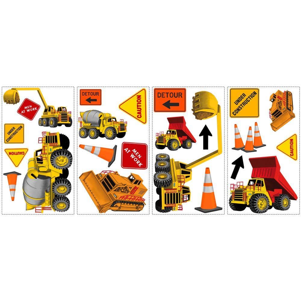 Bright Yellow and Orange Construction Site Wall Decals