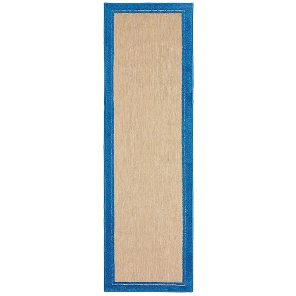Home Decorators Collection Bondi Blue 2 ft. x 8 ft. Outdoor Runner Rug
