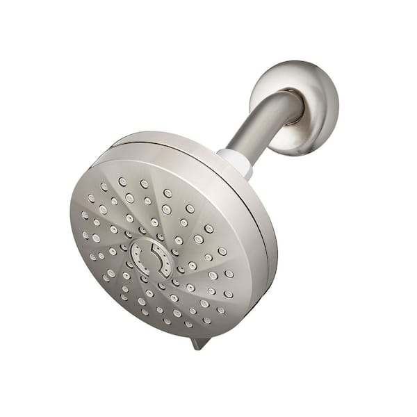 Revive 7-Spray Patterns with Power Pulse Massage 1.8 GPM 4.75 in. Wall Mount Fixed Shower Head in Brushed Nickel