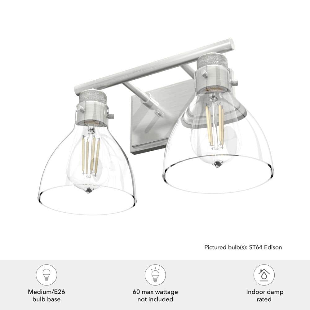 Brushed Nickel Dual Glass Shade Outdoor Vanity Light