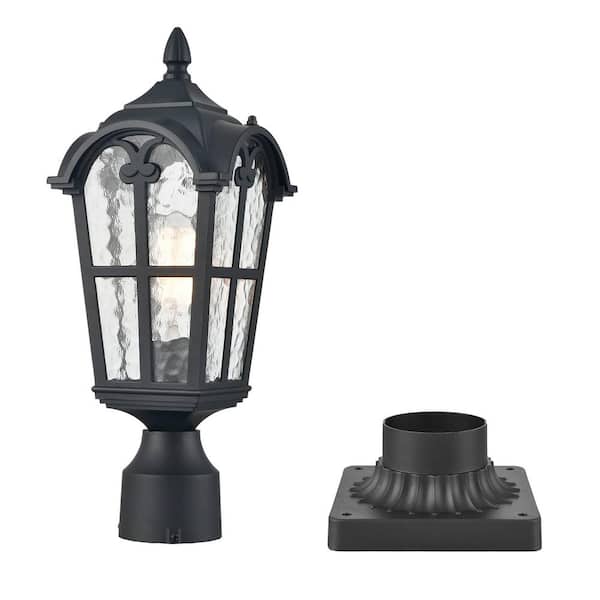 CLAXY 17.3 in. Black Outdoor Hardwired Lantern Wall Sconce with No Bulbs Included