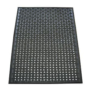 Kitchen Mat Black 0.375 in. T x 36 in. W x 60 in. L Rubber Non-Slip Kitchen Mat