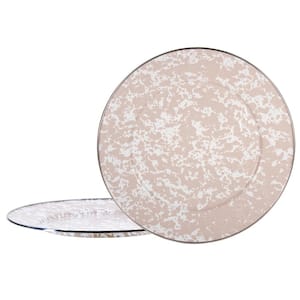 Taupe Swirl 12.5 in. Enamelware Round Chargers (Set of 2)