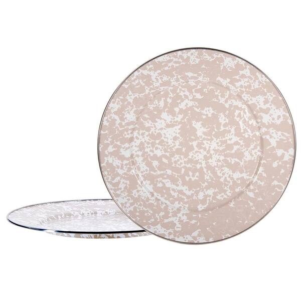 Golden Rabbit Taupe Swirl 12.5 in. Enamelware Round Chargers (Set of 2)