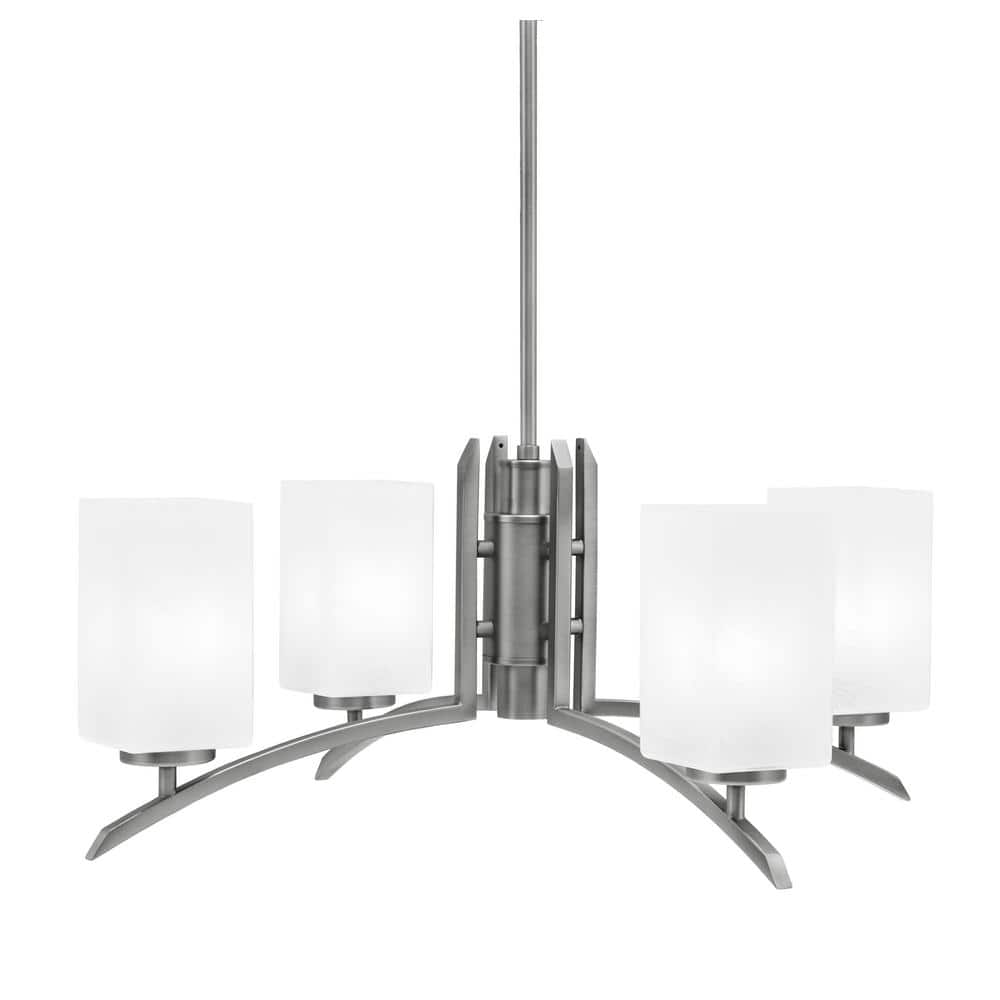 Siena 26 in. 4-Light Graphite Chandelier with 3.5 in. Square White Marble G