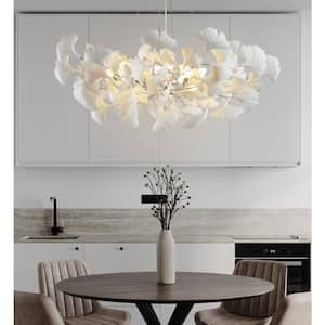 8 Light Silver Chandelier, Luxury Ginkgo Branch Chandelier for Living Room, Dining Room, Foyer, Kitchen Island-L39 in.