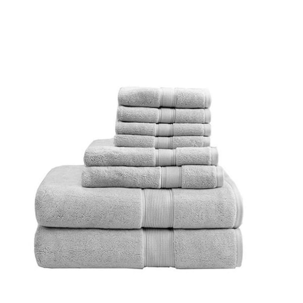 800GSM 8-Piece Silver Ultra-Soft 100% Cotton Absorbent Bath Towel Set