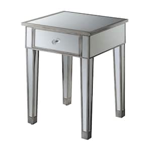 Gold Coast 18 in. x 24 in. H Antique Silver Square Mirrored End Table with Drawer