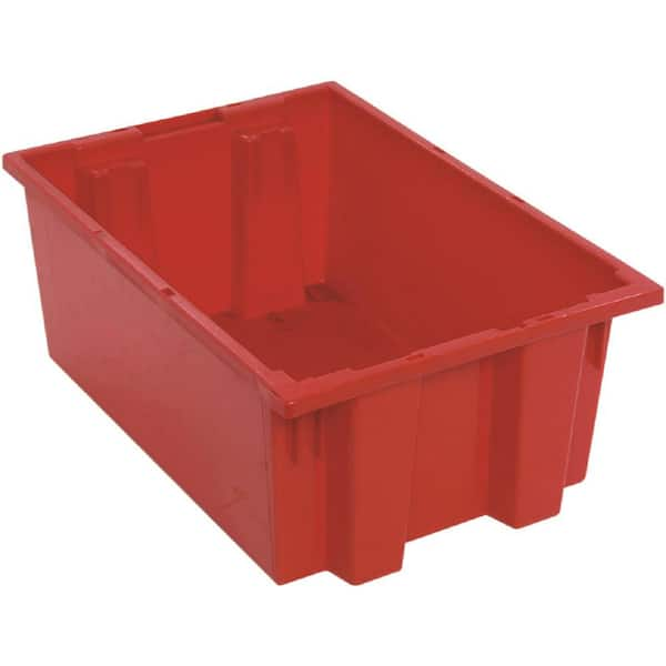 Heavy-Duty Stack and Nest Containers - 24 x 15 x 8, Red