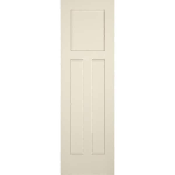 Builders Choice 24 in. x 80 in. Left-Handed 3-Panel Craftsman Solid Core Primed Pine Wood Single Prehung Interior Door