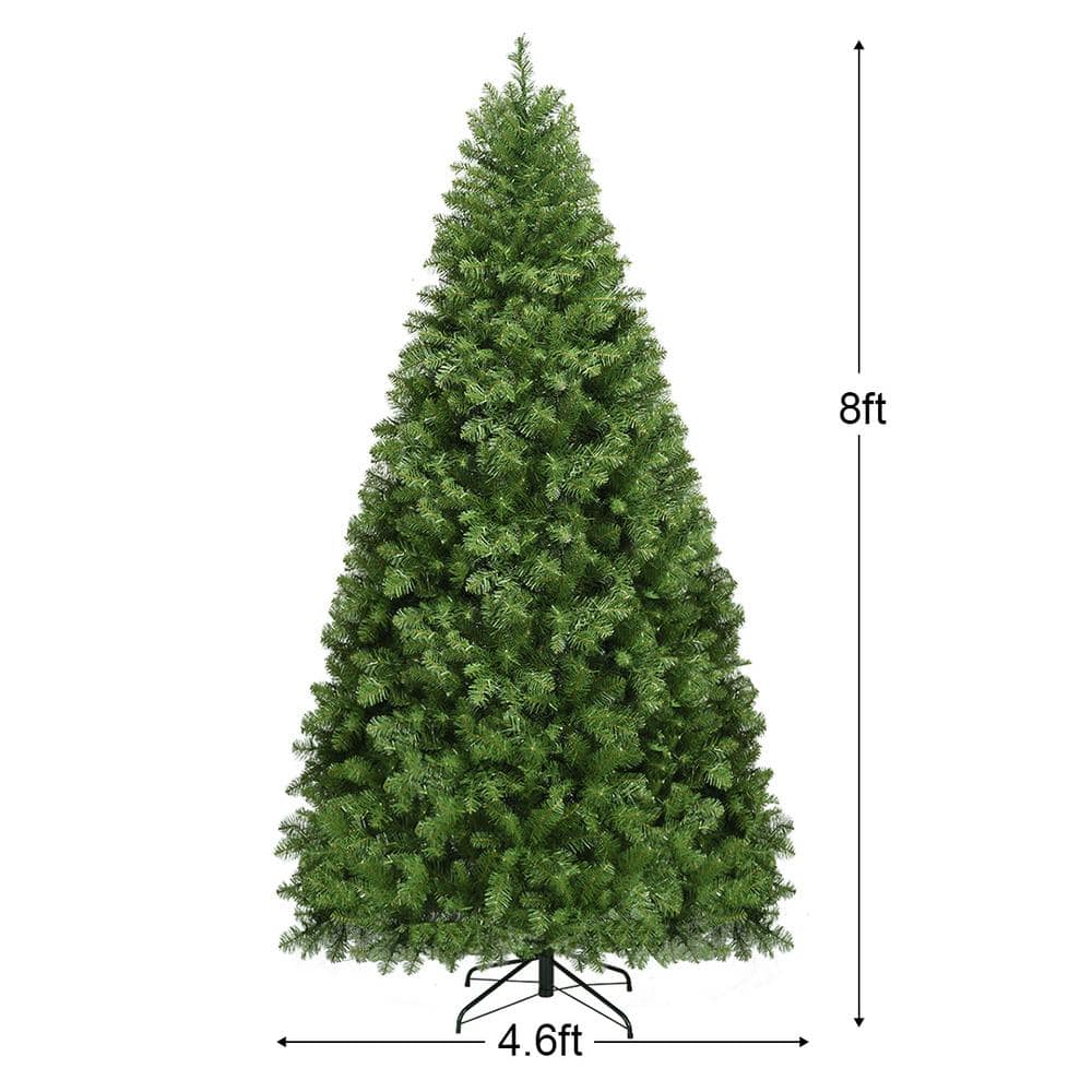 8' Green PVC Spruce Christmas Tree with Warm White LED Lights