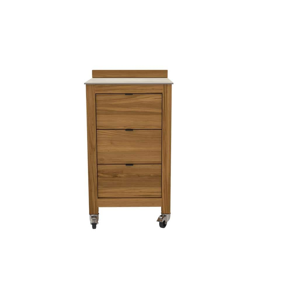 Milan Teak 22.83 In. X 24 In. X 38 In. Outdoor Kitchen 3 Drawer Cabinet 