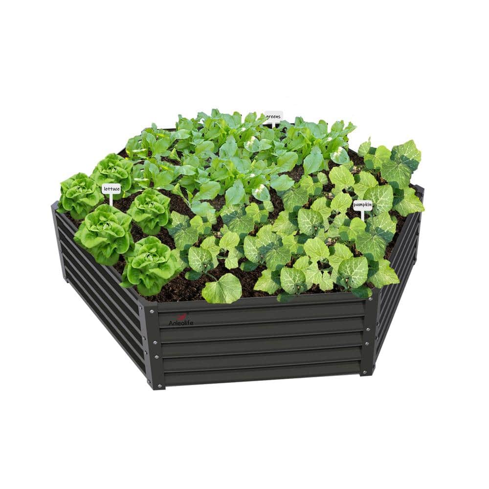 70 x 60 x 18 in Quartz Grey Metal Outdoor Galvanized Raised Garden Bed for 