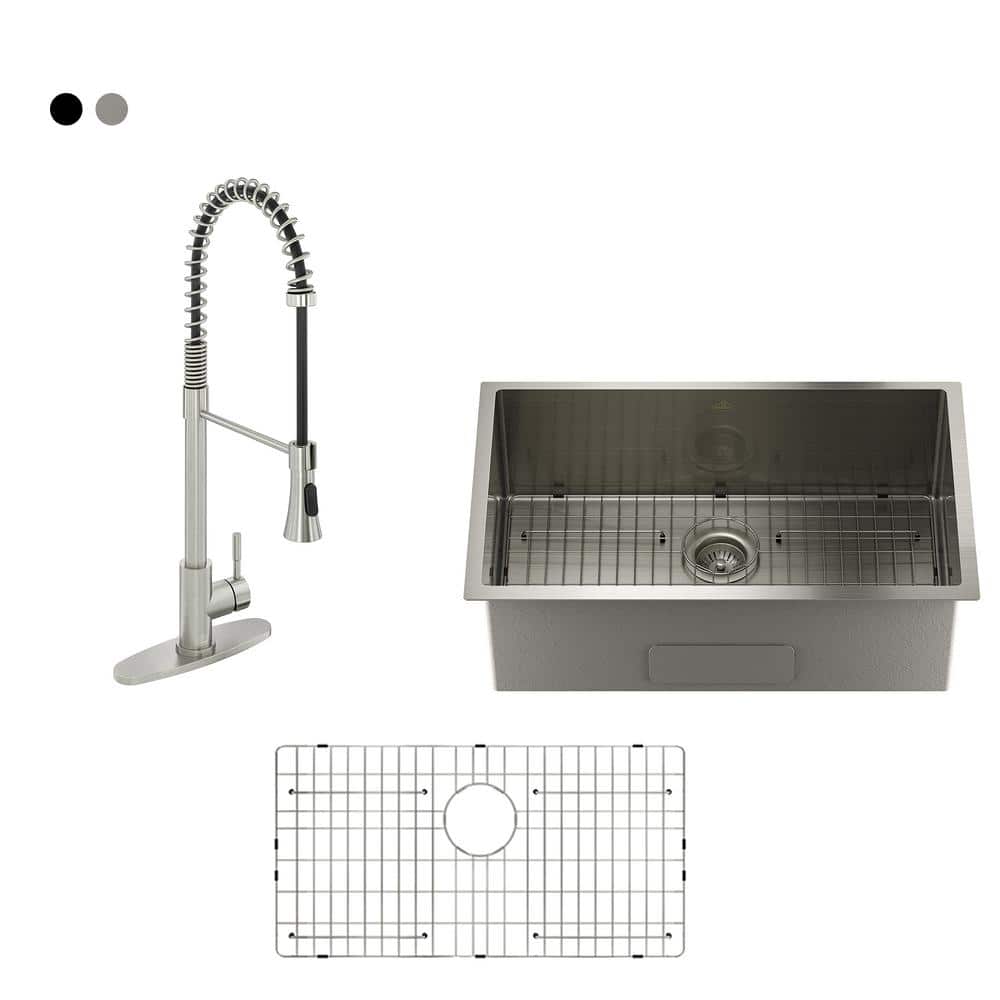 30'' Silver Stainless Steel Undermount Single Bowl Kitchen Sink