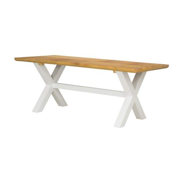 Benjara 35.5 in.Brown and White Wood Cross Legs Dining Table (Seat of 6)