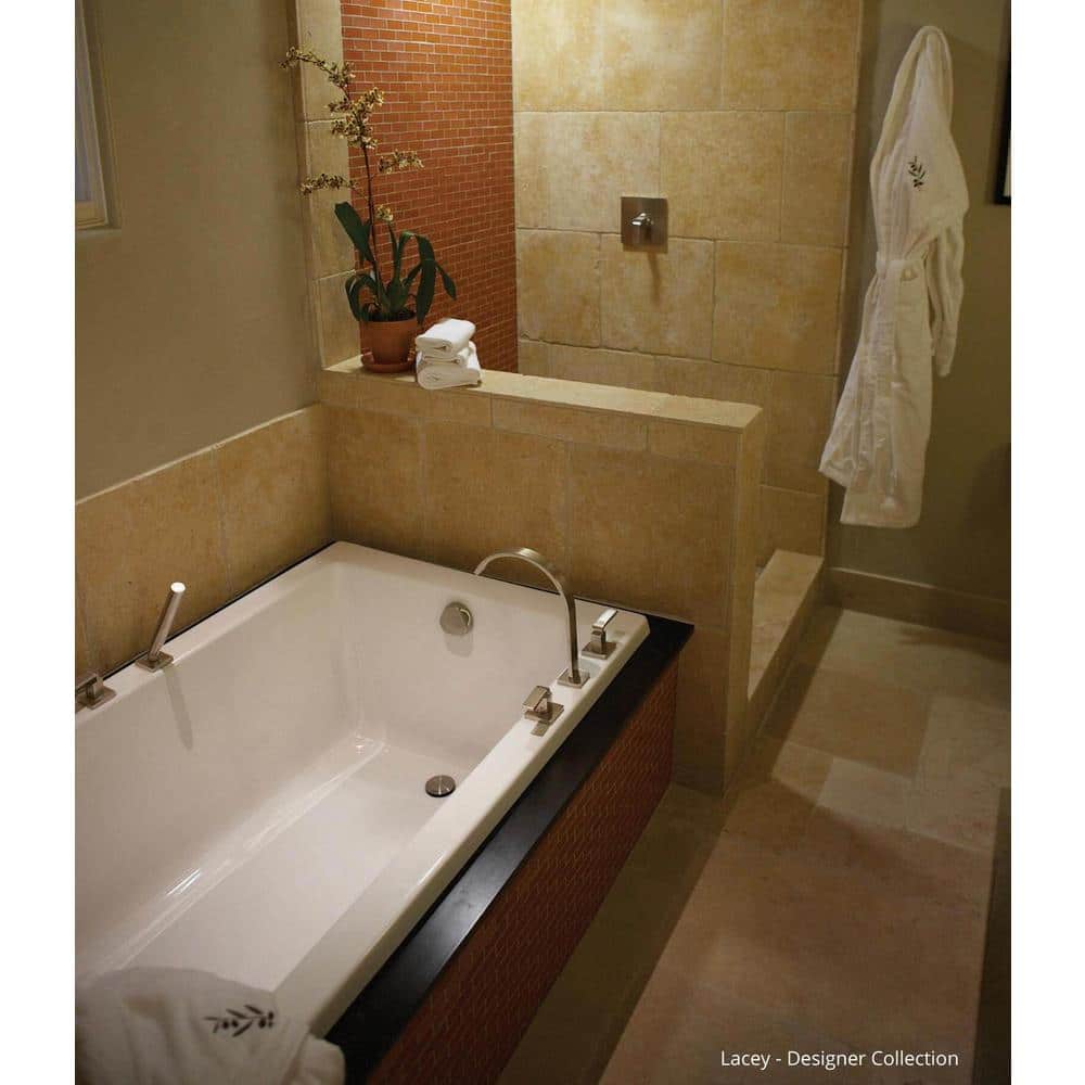 Lacey 66'' x 36'' White Acrylic Drop-In Soaking Bathtub