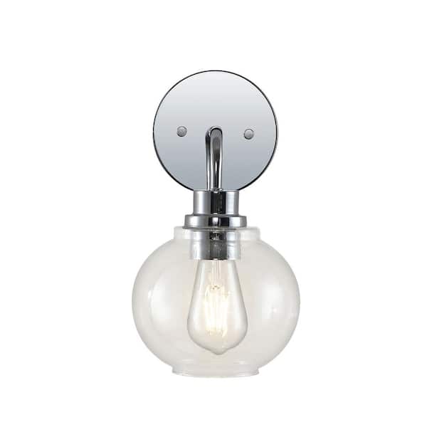 Sandrine 6.5 in. 1-Light Chrome Iron/Seeded Glass Cottage Rustic LED Vanity Light