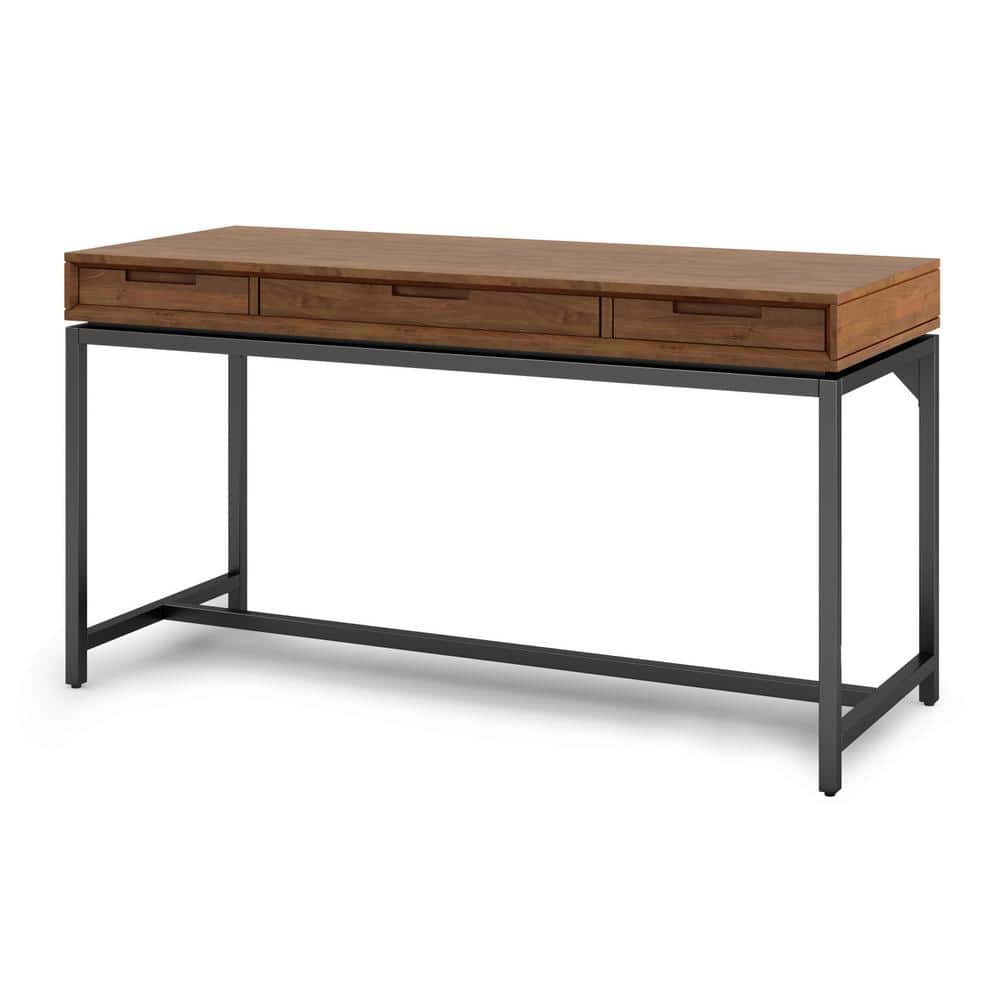 Banting Medium Saddle Brown Solid Rubberwood Desk with Drawer and Keyboard Tray