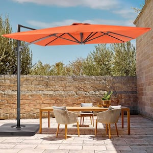 11.5 ft. x 9 ft. Outdoor Rectangular Cantilever Patio Umbrella, Solution-Dyed Fabric Aluminum Frame in Rust Red