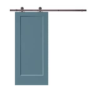 36 in. x 80 in. Dignity Blue Stained Composite MDF 1 Panel Interior Sliding Barn Door with Hardware Kit