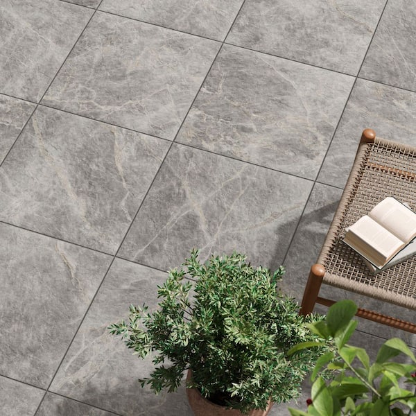 Corso Italia Impero Tuscan Gray 24 in. x 24 in. x 0.75 in. Marble Look Porcelain Paver (Case of 2)