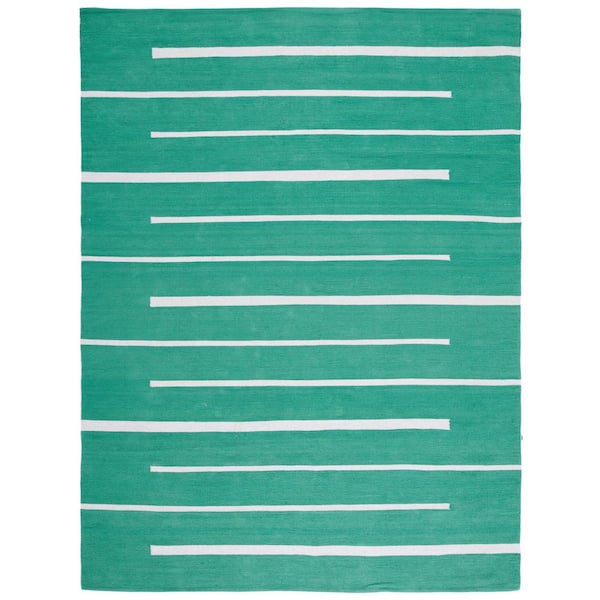 SAFAVIEH Montauk Dark Green/Ivory 8 ft. x 10 ft. Geometric Lines Area Rug