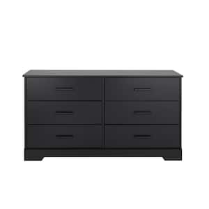 Rustic Ridge Black 6-Drawer 53.25 in. x 28.5 in. x 18.25 in. Dresser, Wooden Chest of Drawers for Bedroom