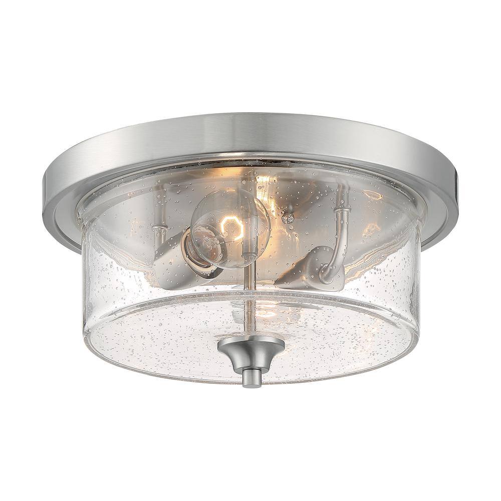 Bransel 13" Brushed Nickel Glass Flush Mount Light