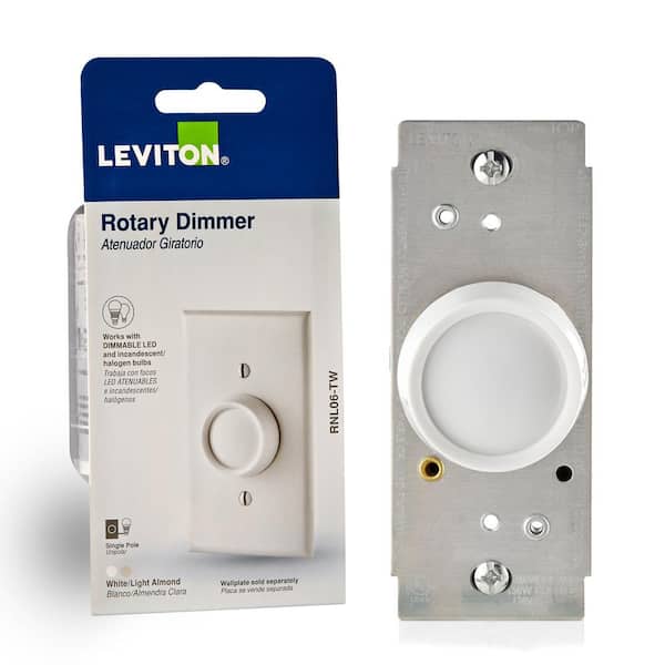 Leviton Trimatron 600-Watt Single-Pole Universal Rotary Dimmer, White/Light Almond