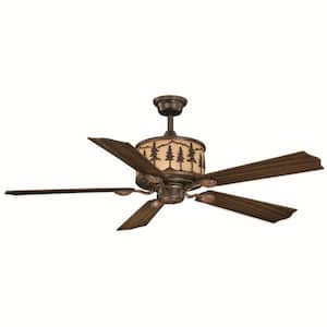 Yosemite 56 in. Rustic Tree Bronze Ceiling Fan and Remote