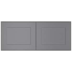 36-in. W x 24-in. D x 15-in. H in Shaker Grey Plywood Ready to Assemble Wall Bridge Kitchen Cabinet with 2 Doors