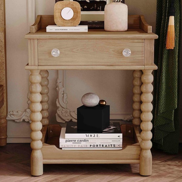 Natural 1 Drawer 20.4 in. W Nightstand