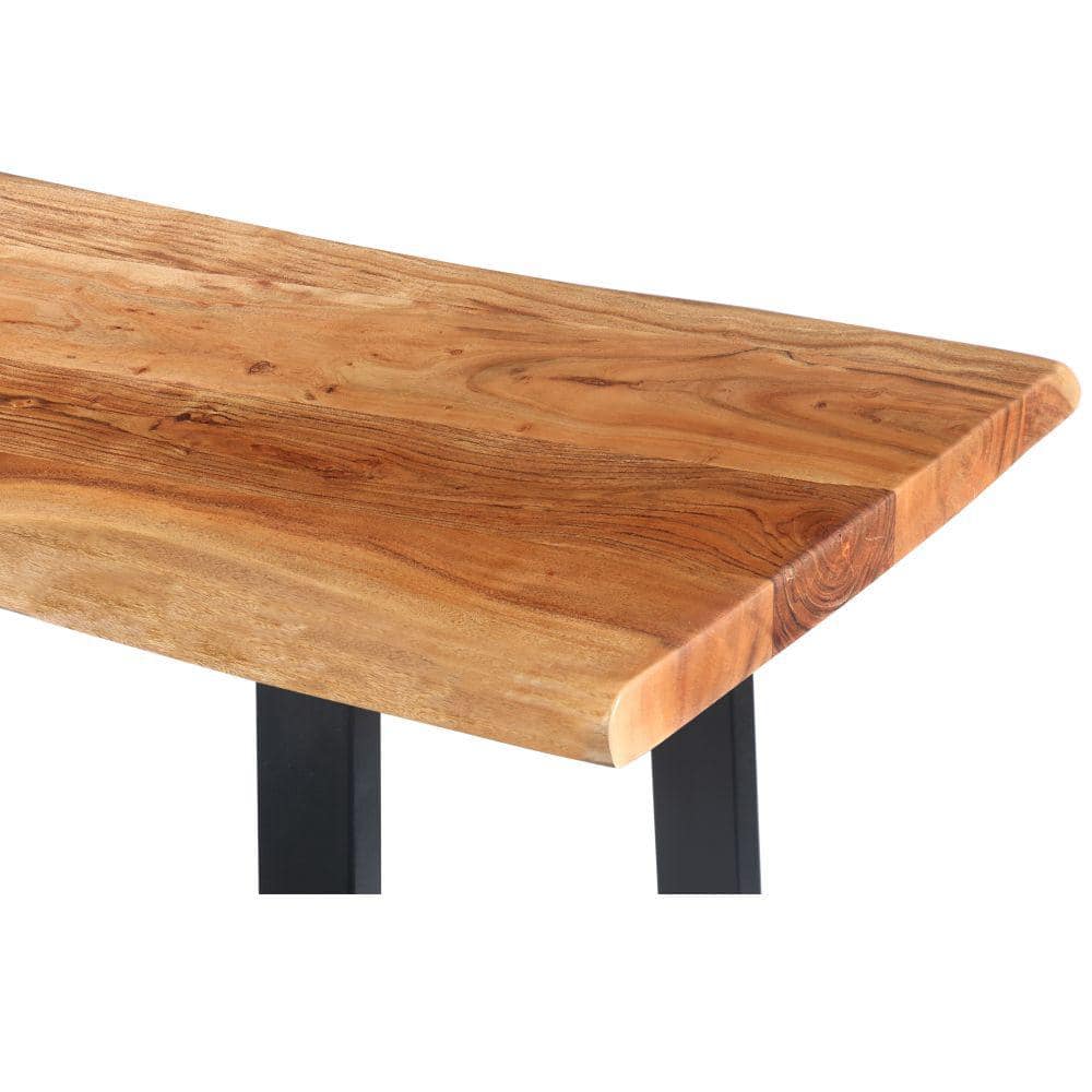 Industrial Black Acacia Wood Live Edge Desk with Metal Legs