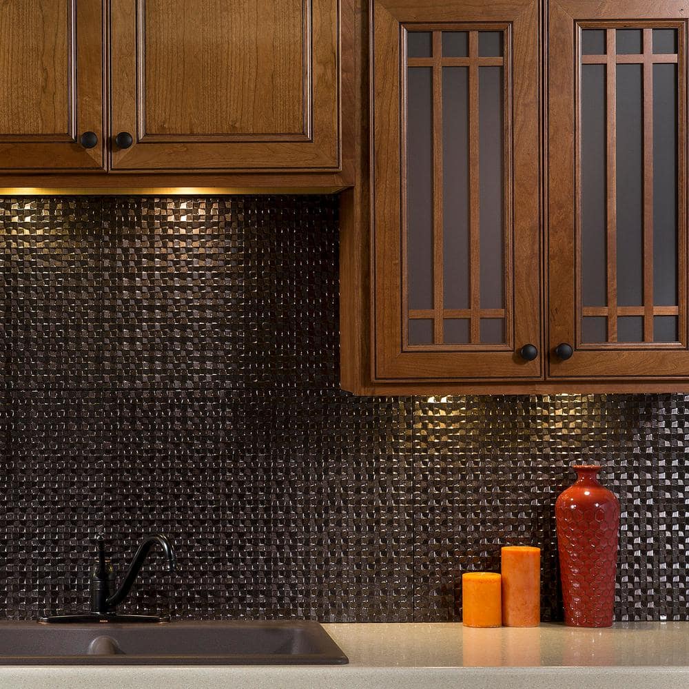 Smoked Pewter 24" x 18" Vinyl Decorative Backsplash Tiles